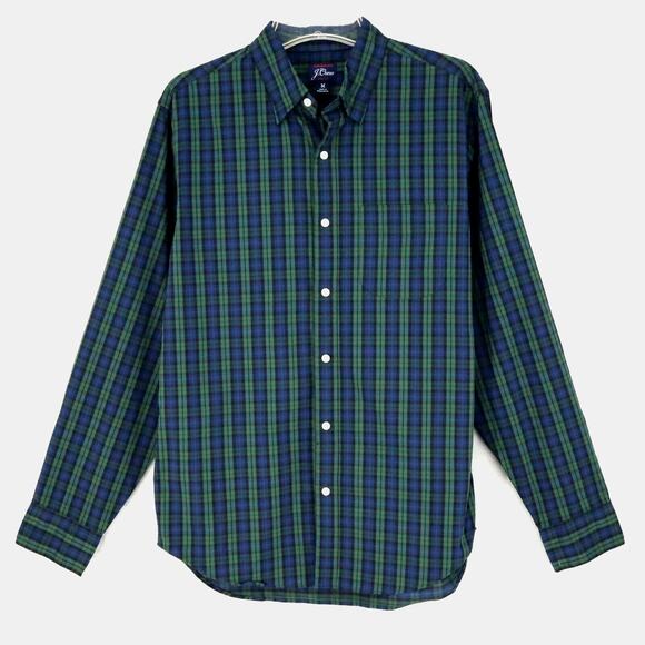 J.CREW Other - J Crew Shirt Mens Medium Green Blue Plaid Performance Stretch Casual